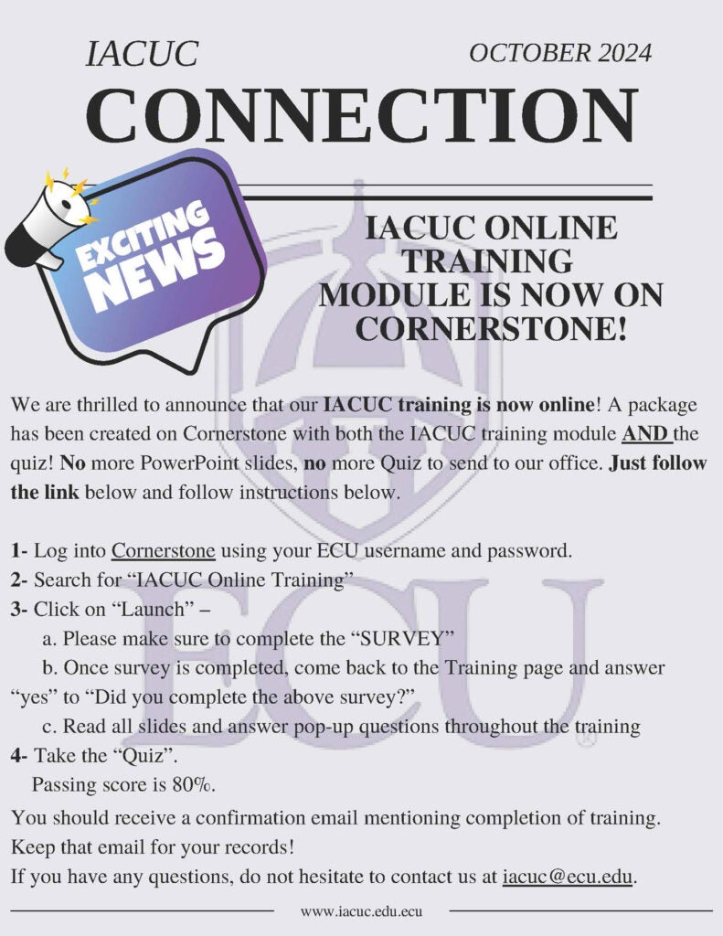 Download the October IACUC Connection Newsletter (PDF)